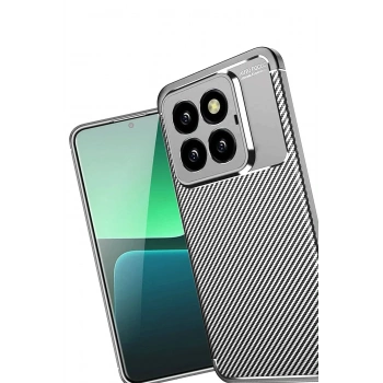 Mey İthalat®   Mi 14T Pro Kılıf Auto Focus Karbon Kapak - Gri