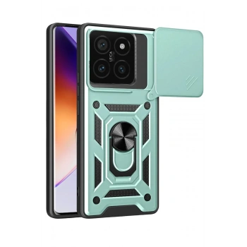 Mey İthalat®   Mi 14T Pro Kılıf Pars Lens Yüzüklü Silikon - Yeşil