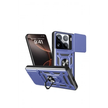Mey İthalat®   Mi 15 Pro Kılıf Pars Lens Yüzüklü Silikon - Lacivert
