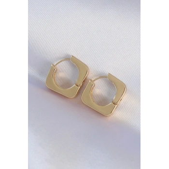 Mey İthalat® Pirinç Gold Renk Kare Küpe