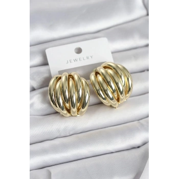 Mey İthalat® Pirinç Gold Renk Vintage Kadın Küpe