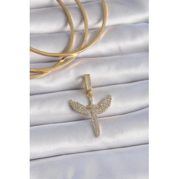 Mey İthalat® Pirinç Gold Renk Zirkon Taşlı Mikail Model Ajda Charm