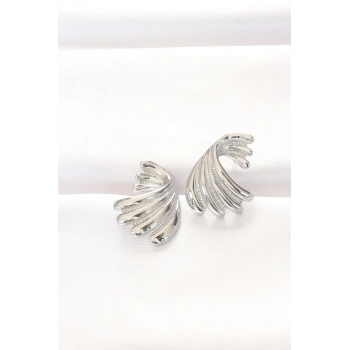 Mey İthalat® Pirinç Gümüş Renk Küpe