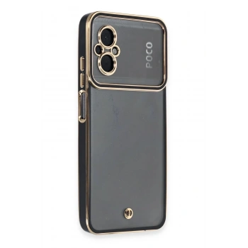 Mey İthalat®   Poco M5 Kılıf Liva Lens Silikon - Siyah