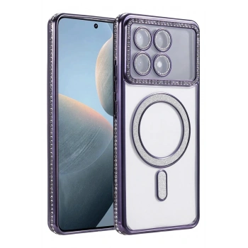 Mey İthalat®   Poco X6 Pro Joke Simli Magneticsafe Kılıf - Derin Mor
