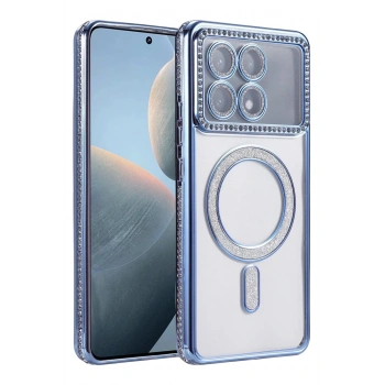 Mey İthalat®   Poco X6 Pro Joke Simli Magneticsafe Kılıf - Mavi