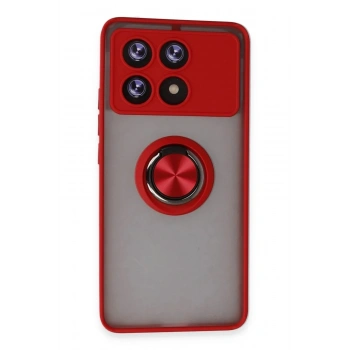 Mey İthalat®   Poco X6 Pro Kılıf Montreal Yüzüklü Silikon Kapak - Kırmızı