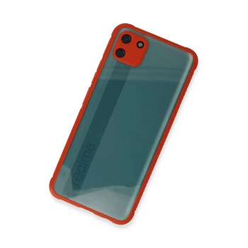 Mey İthalat®  Realme C11 Kılıf Miami Şeffaf Silikon - Kırmızı
