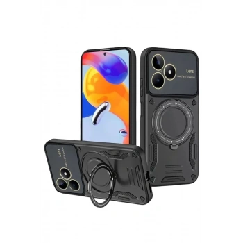 Mey İthalat®  Realme C53 Kılıf Joy Lens Standlı Kapak - Siyah
