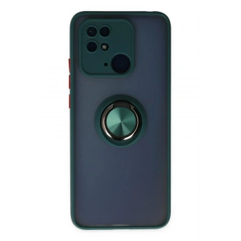 Mey İthalat®   Redmi 10C Kılıf Montreal Yüzüklü Silikon Kapak - Yeşil