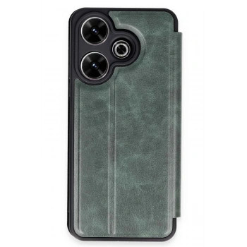 Mey İthalat®   Redmi 13 4G Kılıf Flip Cover - Koyu Yeşil