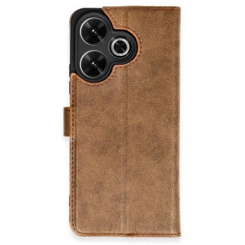 Mey İthalat®   Redmi 13 4G Kılıf Trend S Plus Kapaklı Kılıf - Taba