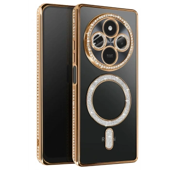 Mey İthalat®   Redmi 14C Joke Simli Magneticsafe Kılıf - Gold