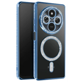 Mey İthalat®   Redmi 14C Joke Simli Magneticsafe Kılıf - Mavi