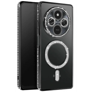 Mey İthalat®   Redmi 14C Joke Simli Magneticsafe Kılıf - Siyah