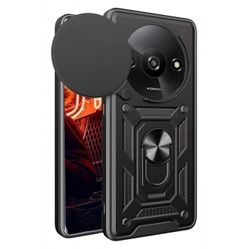 Mey İthalat®   Redmi A3 4G Kılıf Pars Lens Yüzüklü Silikon - Siyah