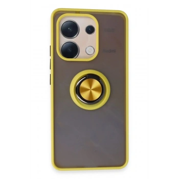 Mey İthalat®   Redmi Note 13 4G Kılıf Montreal Yüzüklü Silikon Kapak - Sarı