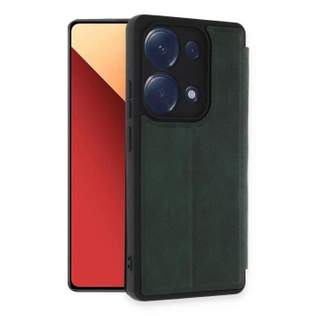 Mey İthalat®   Redmi Note 13 Pro 4G Kılıf Flip Cover - Koyu Yeşil