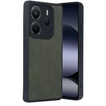 Mey İthalat®   Redmi Note 14 4G Kılıf Aras Deri Kapak - Koyu Yeşil