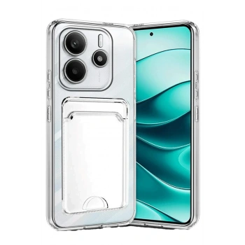 Mey İthalat®   Redmi Note 14 4G Kılıf Kart Şeffaf Silikon - Şeffaf