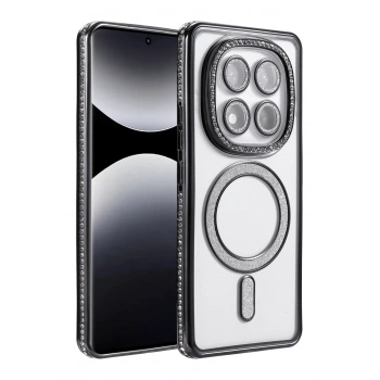 Mey İthalat®   Redmi Note 14 Pro 5G Joke Simli Magneticsafe Kılıf - Siyah
