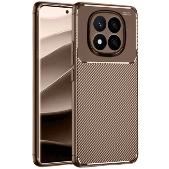 Mey İthalat®   Redmi Note 14 Pro 5G Kılıf Auto Focus Karbon Kapak - Kahverengi