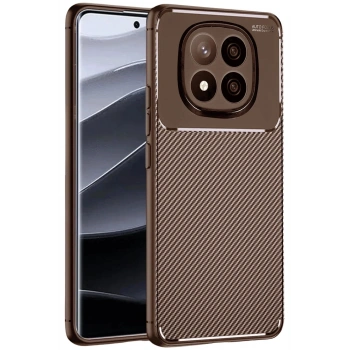 Mey İthalat®   Redmi Note 14 Pro Plus Kılıf Auto Focus Karbon Kapak - Kahverengi