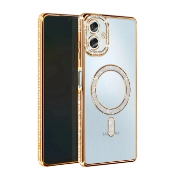 Mey İthalat®  Samsung Galaxy A06 Joke Simli Magneticsafe Kılıf - Gold