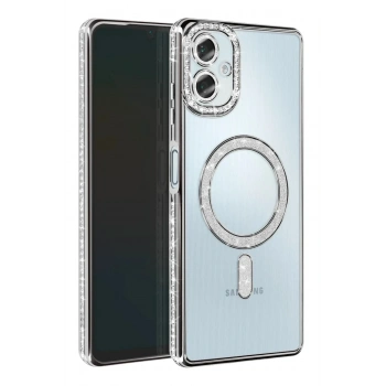 Mey İthalat®  Samsung Galaxy A06 Joke Simli Magneticsafe Kılıf - Gümüş