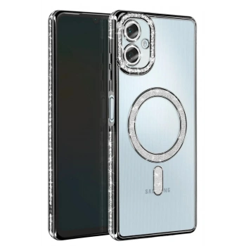 Mey İthalat®  Samsung Galaxy A06 Joke Simli Magneticsafe Kılıf - Siyah
