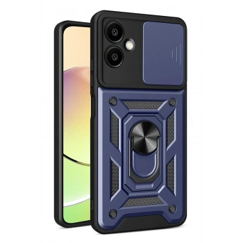 Mey İthalat®  Samsung Galaxy A07 4G Pars Lens Yüzüklü Silikon - Lacivert