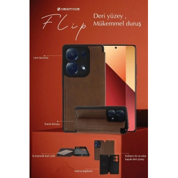 Mey İthalat®  Samsung Galaxy A15 4G Kılıf Flip Cover - Taba