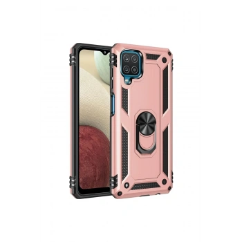 Mey İthalat®  Samsung Galaxy A22 Kılıf Sofya Yüzüklü Silikon Kapak - Rose