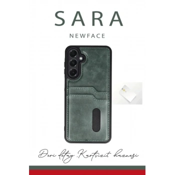Mey İthalat®  Samsung Galaxy A55 5G Kılıf Sara Kartvizitli Deri Kılıf - Taba