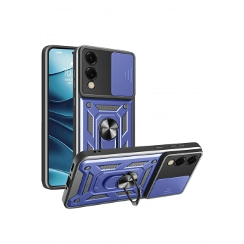Mey İthalat®  Samsung Galaxy S25 Edge Pars Lens Yüzüklü Silikon - Lacivert