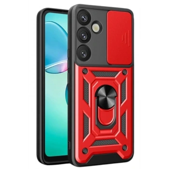 Mey İthalat®  Samsung Galaxy S25 FE Pars Lens Yüzüklü Silikon - Kırmızı