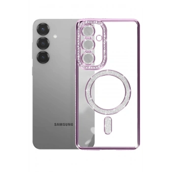 Mey İthalat®  Samsung Galaxy S26 Joke Simli Magneticsafe Kılıf - Derin Mor