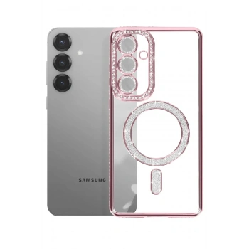 Mey İthalat®  Samsung Galaxy S26 Plus Joke Simli Magneticsafe Kılıf - Pembe