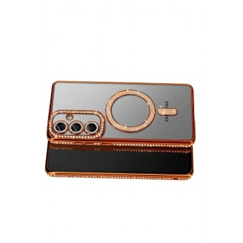 Mey İthalat®  Samsung Galaxy S26 Plus Joke Simli Magneticsafe Kılıf - Turuncu