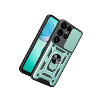 Mey İthalat®  Samsung Galaxy S26 Ultra Pars Lens Yüzüklü Silikon - Yeşil