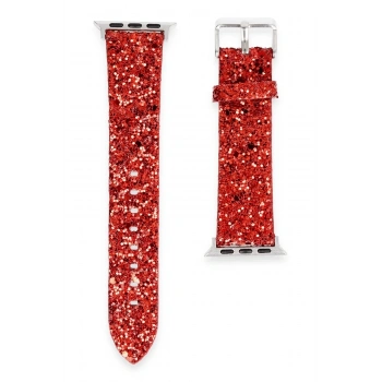 Mey İthalat®   Watch 38mm Starry Taşlı Kordon - Kırmızı