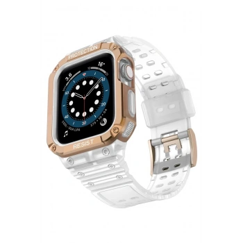 Mey İthalat®   Watch 42mm KR401 Silikon Kordon - Beyaz-Rose