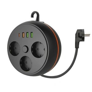 BiiShe® 3 Adet Soket,3 Adet USB ve 1 Adet Type-C Girişli Termal Akım Korumalı Makaralı Priz 3395