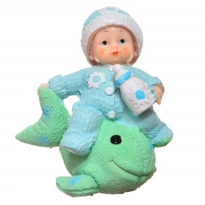 BiiShe® Decotown Hediyelik Sevimli Mavi Bebek Biblo Polyester Süs Eşyası