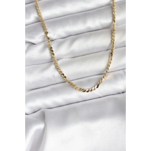 Mey İthalat® 14K Gold Renk Kaplama Ezme Yılan Zincir Model CM Kadın Kolye