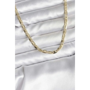Mey İthalat® 14K Gold Renk Kaplama Plaka Ezme Model Zincirli CM Kadın Kolye