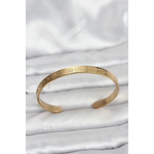 Mey İthalat® 316L Çelik Gold Renk Ayetel Kürsi Yazılı Bileklik