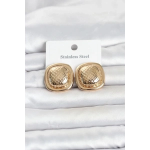 Mey İthalat® 316L Çelik Gold Renk Düğme Model Kadın Küpe