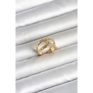 Mey İthalat® 316L Çelik Gold Renk Düğüm Model Kadın Yüzük