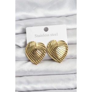 Mey İthalat® 316L Çelik Gold Renk Kalp Model Kadın Küpe